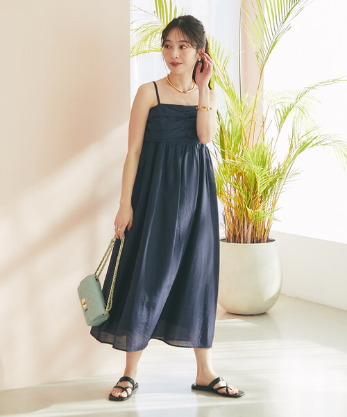 La boutique BonBon(ラブティックボンボン)の「【セットアップ可】レーヨンリネンシアースラブワンピース(ワンピース・レディース・サックスブルー/オフホワイト/ネイビー/グレイッシュベージュ・FREE)」の21枚目の写真