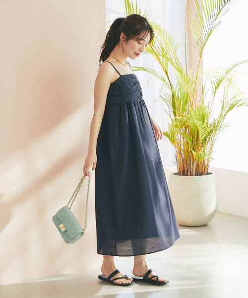 La boutique BonBon(ラブティックボンボン)の「【セットアップ可】レーヨンリネンシアースラブワンピース(ワンピース・レディース・サックスブルー/オフホワイト/ネイビー/グレイッシュベージュ・FREE)」の22枚目の写真