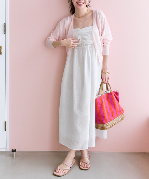 La boutique BonBon(ラブティックボンボン)の「【セットアップ可】レーヨンリネンシアースラブワンピース(ワンピース・レディース・サックスブルー/オフホワイト/ネイビー/グレイッシュベージュ・FREE)」の2枚目の写真