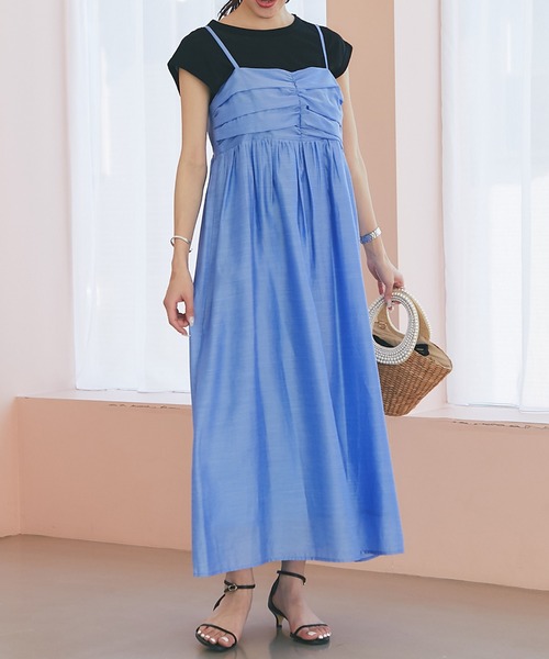 【La boutique BonBon】レーヨンリネンシアースラブワンピース セットアップ可】レーヨンリネンシアースラブワンピース