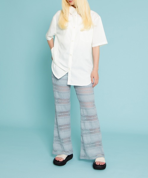 PUNYUS（プニュズ）の「半袖カラーシャツ（シャツ/ブラウス・メンズ・ブルー/ピンク/ホワイト・1/2/3/4）」の10枚目の写真