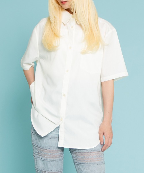 PUNYUS（プニュズ）の「半袖カラーシャツ（シャツ/ブラウス・メンズ・ブルー/ピンク/ホワイト・1/2/3/4）」の11枚目の写真