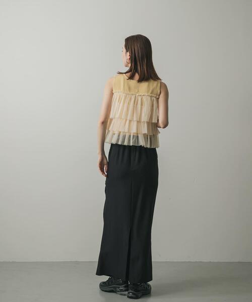 SENSE OF PLACE by URBAN RESEARCH（センスオブプレイスバイアーバンリサーチ）の「ダブルジップフリルニットトップ（ニット/セーター・レディース・ライトブルー/イエロー/ブラック/ライトグレー/アイボリー/キャメル/パープル・ONE）」の12枚目の写真