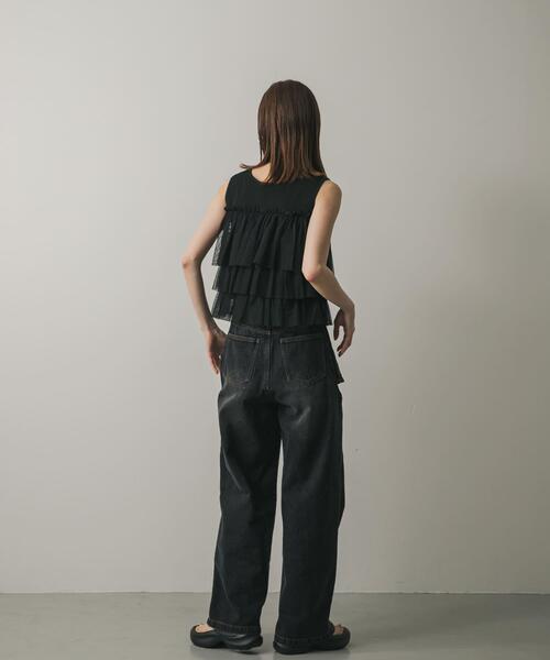 SENSE OF PLACE by URBAN RESEARCH（センスオブプレイスバイアーバンリサーチ）の「ダブルジップフリルニットトップ（ニット/セーター・レディース・ライトブルー/イエロー/ブラック/ライトグレー/アイボリー/キャメル/パープル・ONE）」の19枚目の写真