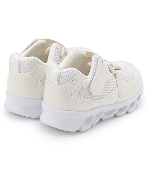 petit main(プティマイン)の「ぴかぴかフラッシュシューズ(スニーカー・キッズ・オフホワイト/ブラック/ライトピンク・16cm/18cm/17cm/15cm)」の4枚目の写真