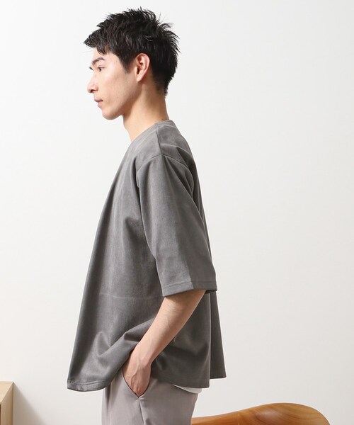 THE SHOP TK (ザ ショップ ティーケー )の「フェイクスウェードアンサンブルカーディガン【五分袖カーディガン+半袖Tシャツセットアイテム】(カーディガン/ボレロ・メンズ・ブラウン系その他/グレー/ネイビー・02/03/04)」の9枚目の写真