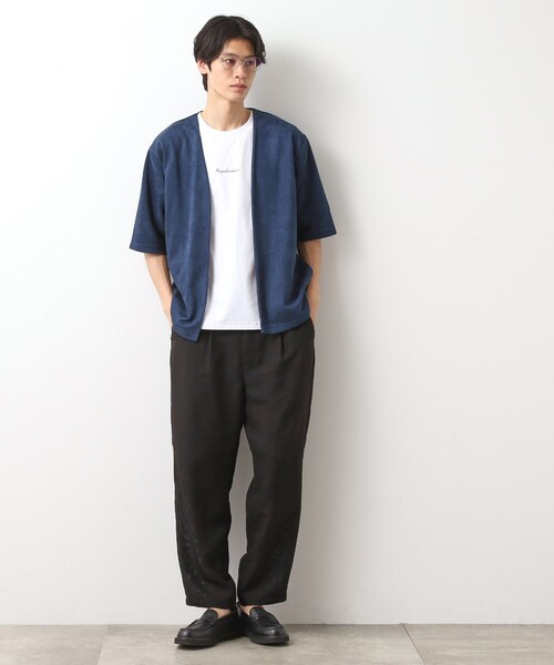 THE SHOP TK (ザ ショップ ティーケー )の「フェイクスウェードアンサンブルカーディガン【五分袖カーディガン+半袖Tシャツセットアイテム】(カーディガン/ボレロ・メンズ・ブラウン系その他/グレー/ネイビー・02/03/04)」の13枚目の写真