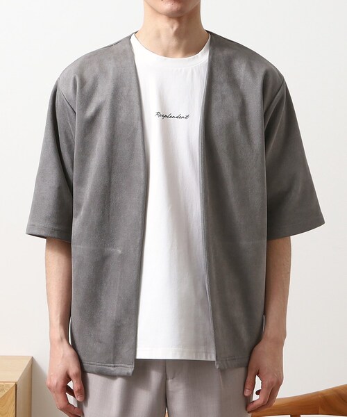 THE SHOP TK (ザ ショップ ティーケー )の「フェイクスウェードアンサンブルカーディガン【五分袖カーディガン+半袖Tシャツセットアイテム】(カーディガン/ボレロ・メンズ・ブラウン系その他/グレー/ネイビー・02/03/04)」の15枚目の写真