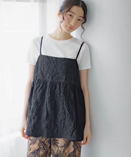 niko and...（ニコアンド）の「ドビーワッシャーキャミソール（キャミソール・レディース・ブラック/オフホワイト・FREE）」の12枚目の写真