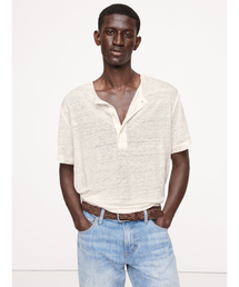 Banana Republic（バナナリパブリック）の「リネン ヘンリーネックtシャツ（Tシャツ/カットソー）」
