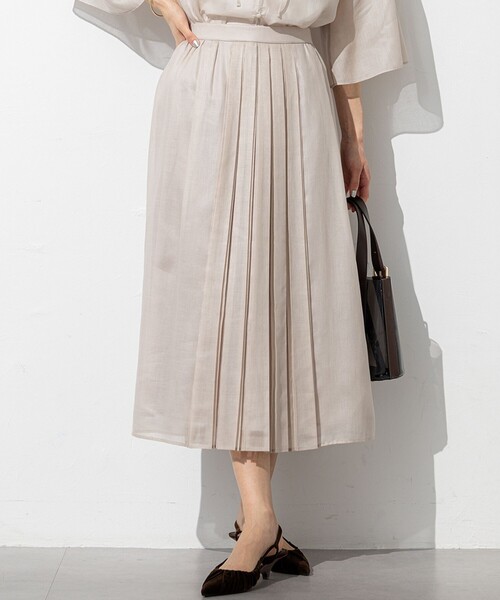 スカート owuii セール】【洗える】ソフトシアーフィルム タック スカート（スカート