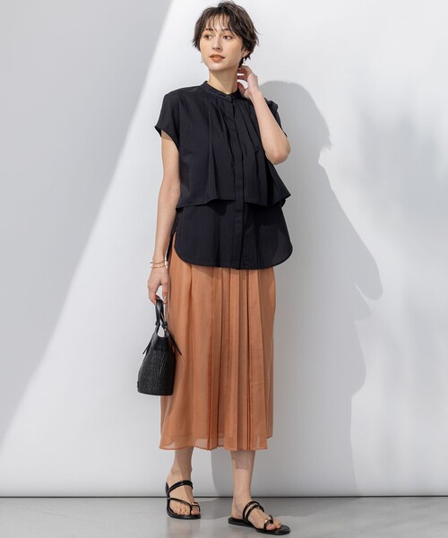 セール】【洗える】ソフトシアーフィルム タック スカート（スカート