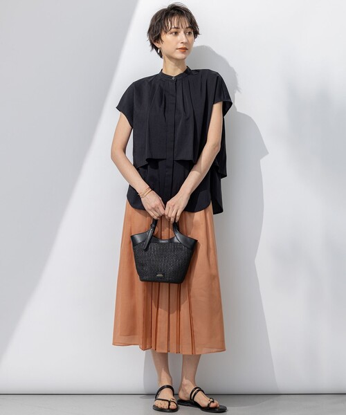 セール】【洗える】ソフトシアーフィルム タック スカート（スカート