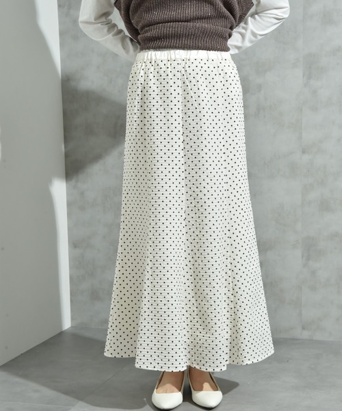 INTERPLANET（インタープラネット）の「サッカードットプリントスカート（スカート・レディース・アイボリー/ブラック・FREE）」の14枚目の写真
