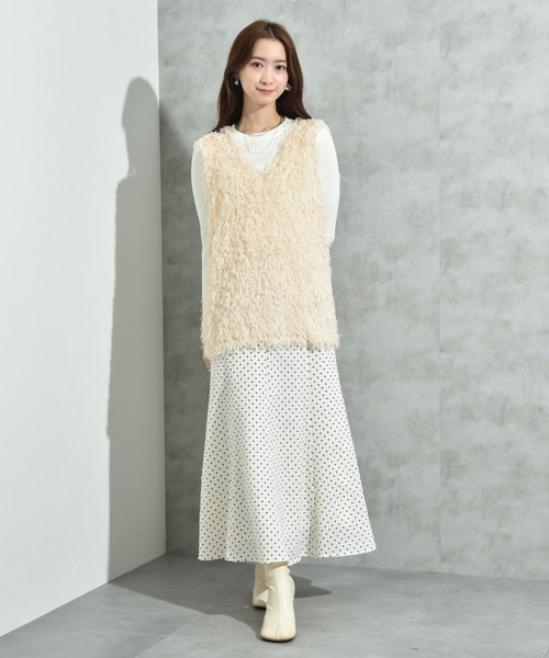 INTERPLANET（インタープラネット）の「サッカードットプリントスカート（スカート・レディース・アイボリー/ブラック・FREE）」の16枚目の写真