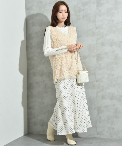 INTERPLANET（インタープラネット）の「サッカードットプリントスカート（スカート・レディース・アイボリー/ブラック・FREE）」の17枚目の写真