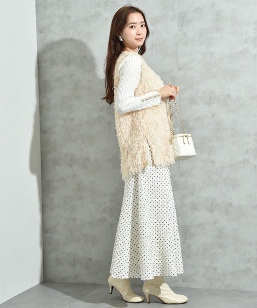 INTERPLANET（インタープラネット）の「サッカードットプリントスカート（スカート・レディース・アイボリー/ブラック・FREE）」の18枚目の写真