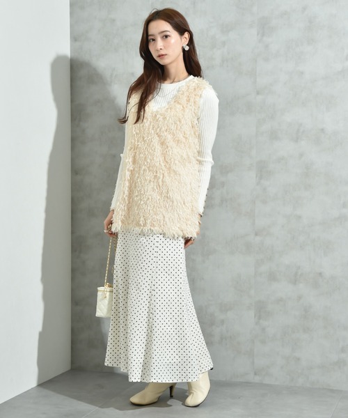 INTERPLANET（インタープラネット）の「サッカードットプリントスカート（スカート・レディース・アイボリー/ブラック・FREE）」の20枚目の写真