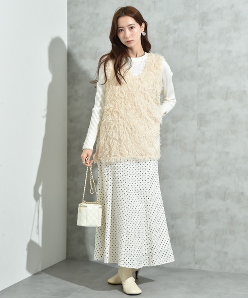 INTERPLANET（インタープラネット）の「サッカードットプリントスカート（スカート・レディース・アイボリー/ブラック・FREE）」の21枚目の写真