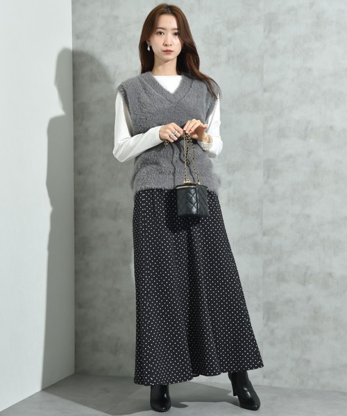 INTERPLANET（インタープラネット）の「サッカードットプリントスカート（スカート・レディース・アイボリー/ブラック・FREE）」の22枚目の写真