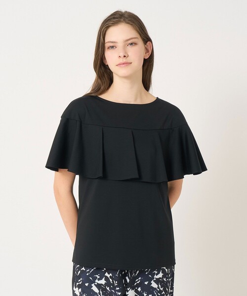 ANAYI◆24SS/ストレッチポンチフレア袖/カットソー/38/コットン/WHT/102428-15-070-01-380 セール】 ストレッチポンチフレア袖プルオーバー （カットソー