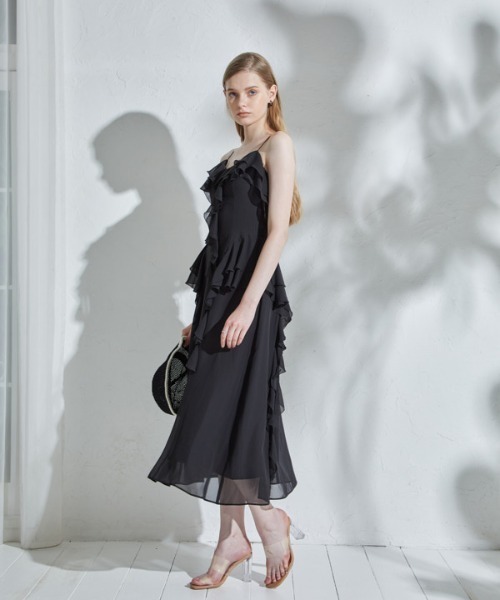 CHICWISH★ラッフルシフォンアシメントリーワンピース☆ Raffle Shifon one-piece ラッフルシフォンワンピース