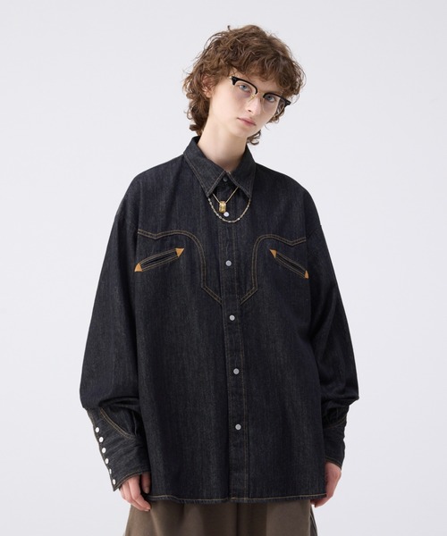 soerte オーバーサイズデニムウエスタンシャツ サイズ3 Oversize denim western shirt / オーバーサイズデニム