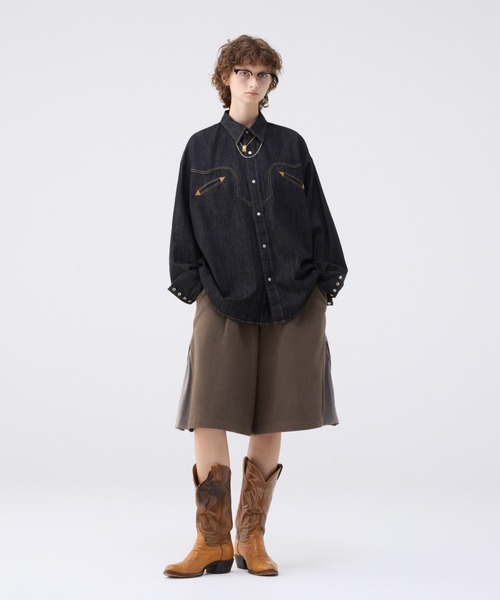 Y*i様 soerte オーバーサイズデニムウエスタンシャツ　サイズ2 Oversize denim western shirt / オーバーサイズデニム