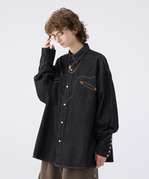 soerte（ソエルテ）の「Oversize denim western shirt / オーバーサイズデニムウエスタンシャツ（シャツ/ブラウス・メンズ・インディゴブルー・1/2/3）」の6枚目の写真