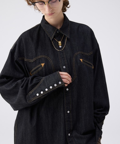 soerte オーバーサイズデニムウエスタンシャツ サイズ1 Oversize denim western shirt / オーバーサイズデニム