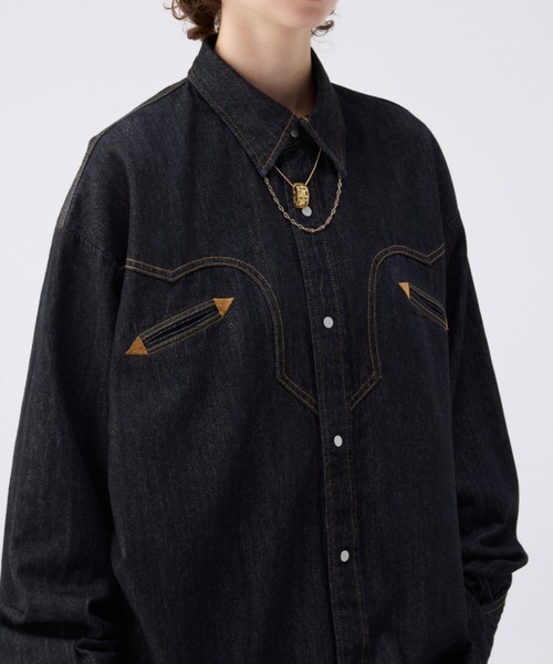 soerte オーバーサイズデニムウエスタンシャツ サイズ1 soerte（ソエルテ）の「Oversize denim western shirt