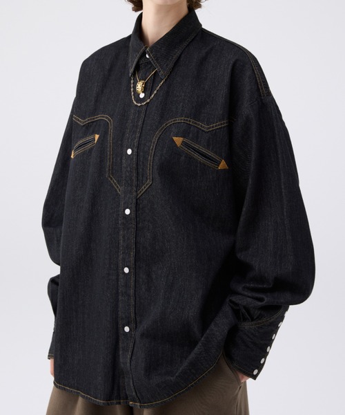 soerte オーバーサイズデニムウエスタンシャツ サイズ3 Oversize denim western shirt / オーバーサイズデニム