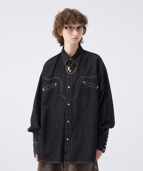soerte オーバーサイズデニムウエスタンシャツ サイズ3 Oversize denim western shirt / オーバーサイズデニムウエスタン