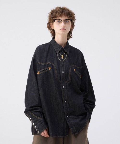soerte オーバーサイズデニムウエスタンシャツ サイズ1 Oversize denim western shirt / オーバーサイズデニム