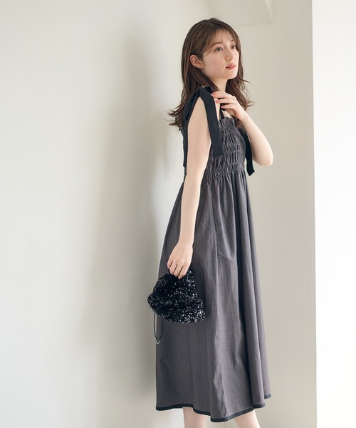 12Twelve Agenda（トゥエルブ　アジェンダ）の「ショルダーリボンロングワンピース（ワンピース・レディース・ピンク/ブラック/チャコールグレー・M）」の20枚目の写真