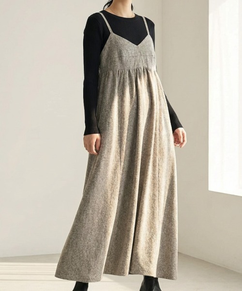 Per sist ence（パーシエンス）の「ツイードキャミワンピース（ワンピース・レディース・ブラウン/アイボリー/ブラック/グレー・ONE SIZE）」の4枚目の写真