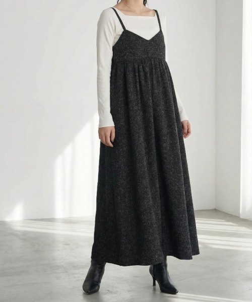Per sist ence（パーシエンス）の「ツイードキャミワンピース（ワンピース・レディース・ブラウン/アイボリー/ブラック/グレー・ONE SIZE）」の3枚目の写真