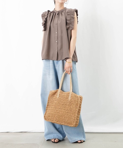 ブラウス シャツ LC/LLL プリーツテープ付ブラウス/フリルデザインノースリブラウス レディース LADY LUCK LUCA ブラウス シャツ LC/LLL プリーツテープ付