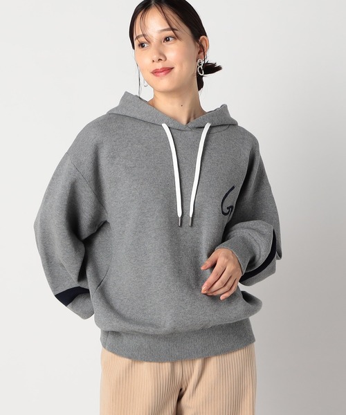 Grand PARK（グランドパーク）の「スエットライク「G」ロゴパーカー（ニット/セーター・レディース・ネイビー/アイボリー/グリーン/グレー・FREE）」の2枚目の写真