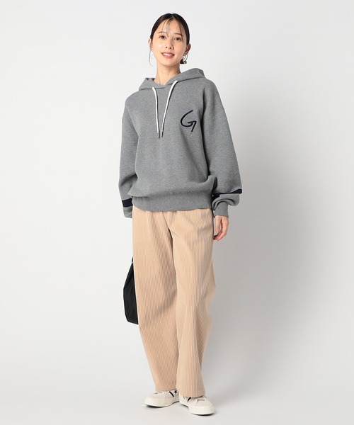 Grand PARK（グランドパーク）の「スエットライク「G」ロゴパーカー（ニット/セーター・レディース・ネイビー/アイボリー/グリーン/グレー・FREE）」の5枚目の写真