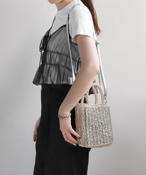 ANEMONE（アネモネ）の「スクエア2WAYかごバッグ（かごバッグ・レディース・シルバー/ブラック/ブラウン・FREE）」の3枚目の写真