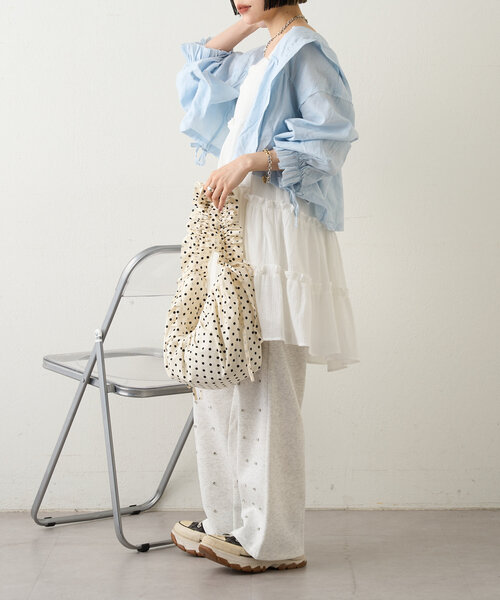 w closet（ダブルクローゼット）の「ドットシャーリングBAG（トートバッグ・レディース・ブラック/オフホワイト・FREE）」の5枚目の写真