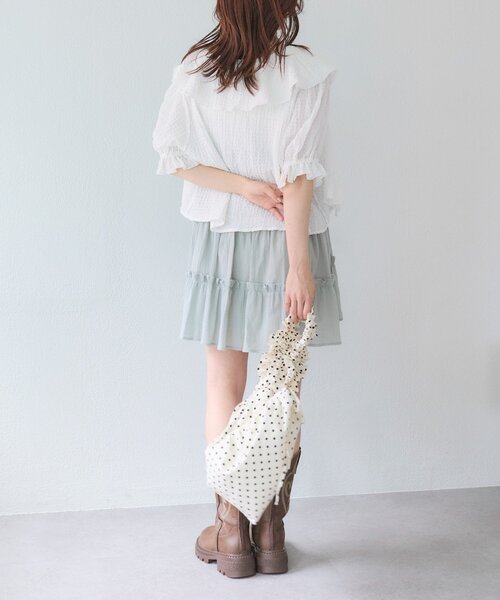 w closet（ダブルクローゼット）の「ドットシャーリングBAG（トートバッグ・レディース・ブラック/オフホワイト・FREE）」の6枚目の写真