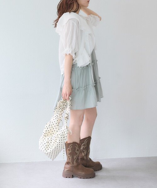 w closet（ダブルクローゼット）の「ドットシャーリングBAG（トートバッグ・レディース・ブラック/オフホワイト・FREE）」の7枚目の写真