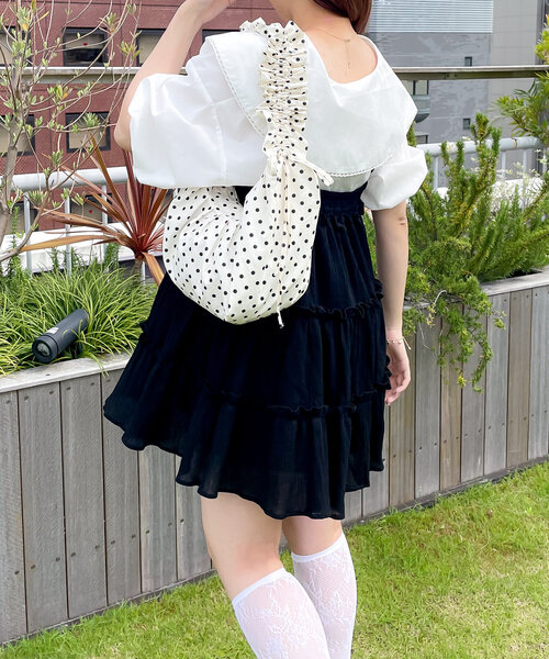 w closet（ダブルクローゼット）の「ドットシャーリングBAG（トートバッグ・レディース・ブラック/オフホワイト・FREE）」の13枚目の写真