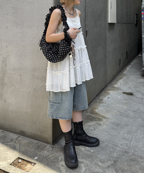 w closet（ダブルクローゼット）の「ドットシャーリングBAG（トートバッグ・レディース・ブラック/オフホワイト・FREE）」の18枚目の写真