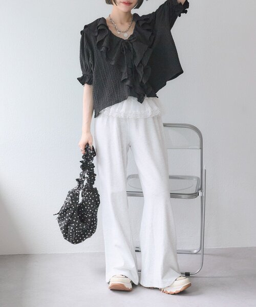 w closet（ダブルクローゼット）の「ドットシャーリングBAG（トートバッグ・レディース・ブラック/オフホワイト・FREE）」の21枚目の写真