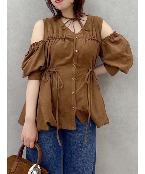 dazzlin(ダズリン)の「ギャザーバルーンペプラムブラウス(シャツ/ブラウス・レディース・ライトブルー/オフホワイト/ブルー/イエロー/その他1/キャメル・FREE)」の22枚目の写真