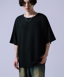 ボートネック 裾ラウンド 半袖Tシャツ