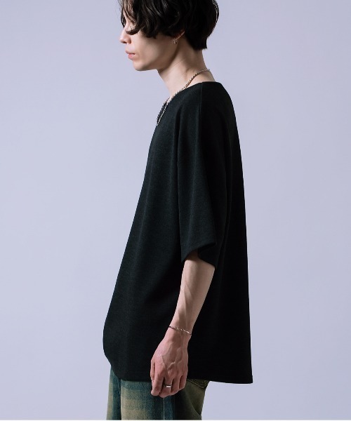 Crownor(クラウノアー)の「ボートネック 裾ラウンド 半袖Tシャツ(Tシャツ/カットソー・メンズ・グレー/ベージュ/ブラック・SMALL/MEDIUM/LARGE)」の8枚目の写真